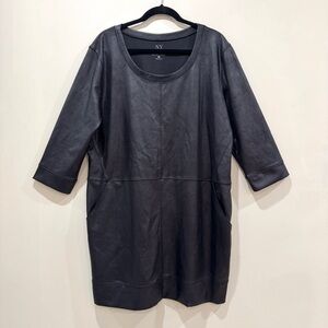 NY&CO Black Faux Leather Tunic Dress Size XL Lagenlook